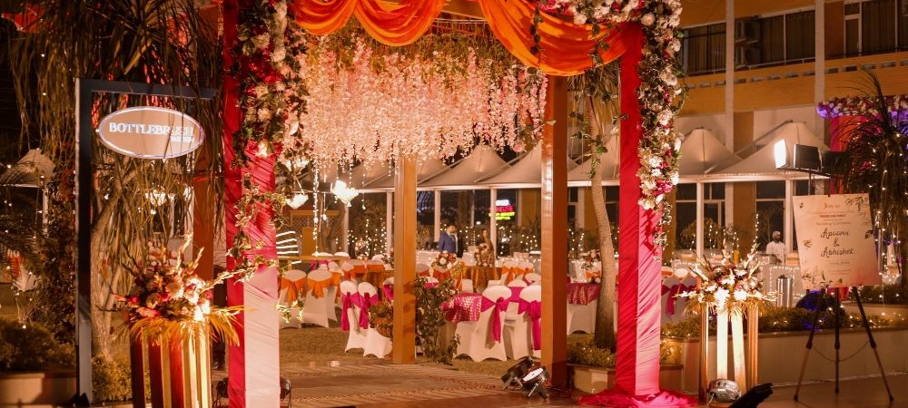 indian-wedding-gate-decoration-green-eucalyptus-background