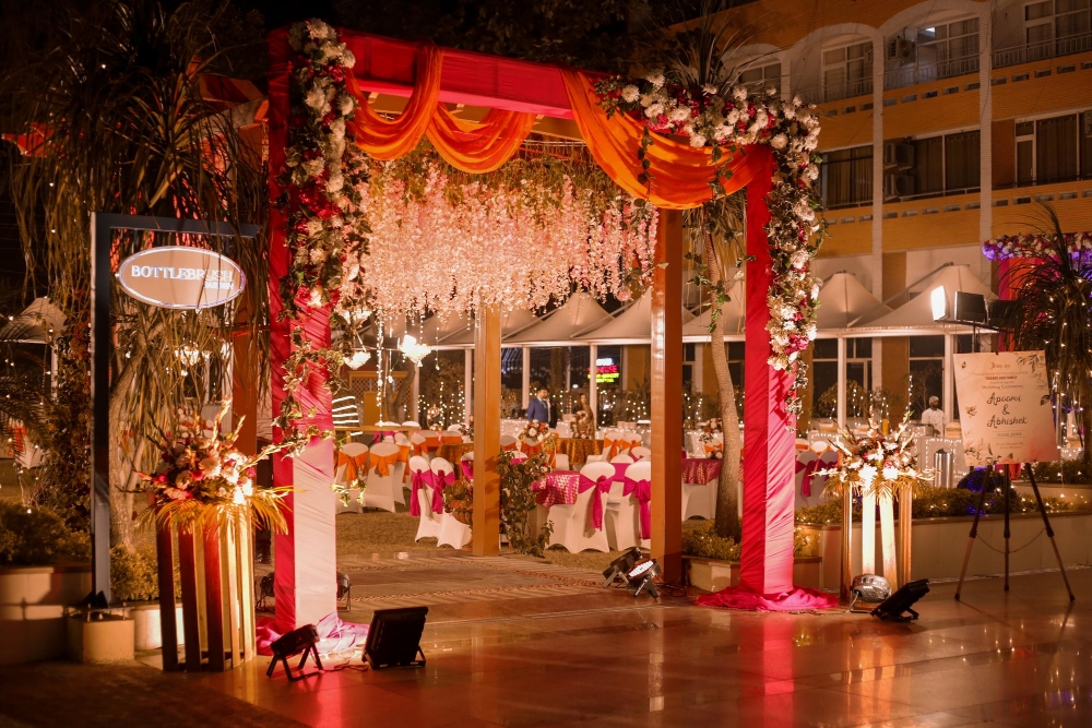 indian-wedding-gate-decoration-green-eucalyptus-background